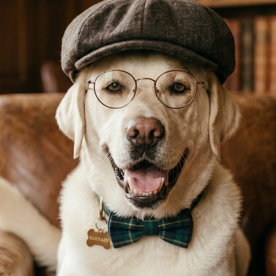 Mascote Vovô Pet — cão idoso de óculos